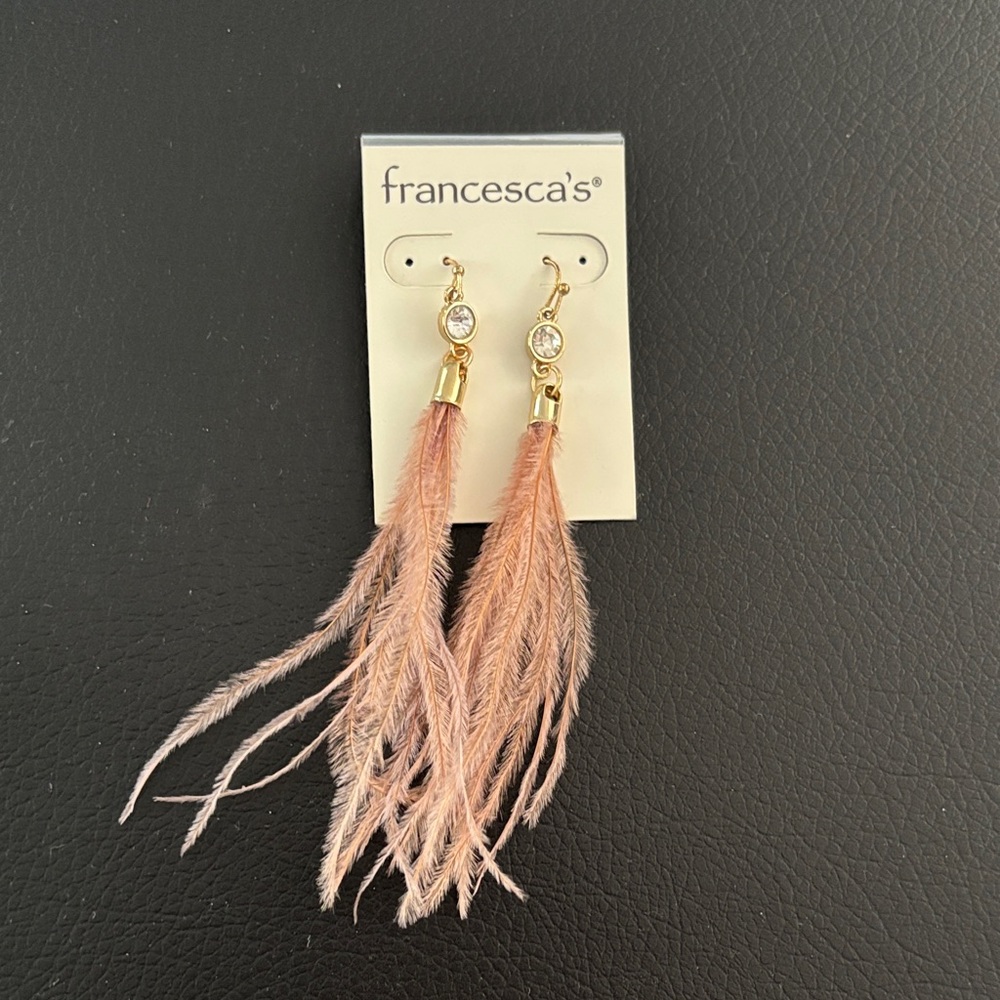 Francesca's Collections Blush Feather Earrings